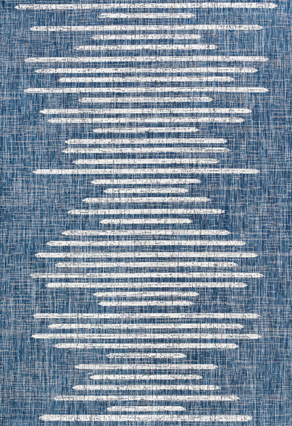 JONATHAN Y Stripe Geometric Indoor Outdoor Area Rug 4X6 Blue/Ivory, Zolak Berber for Backyard, Patio, Porch, Easy-Cleaning, High Traffic, Pet-Friendly, Non-Shedding (SMB124C-4)
