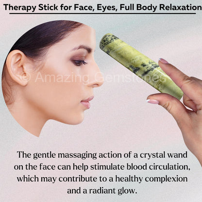 Amazing Gemstone Serpentine Crystal Wand Massage Stick - Pelvic Wand Gua Sha for Adults - Crystals and Healing Stones Massage Wands for Adults Gifts (Smooth)