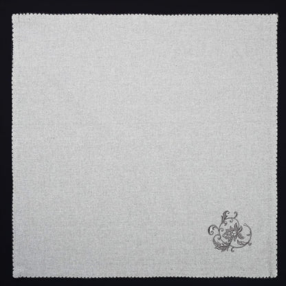 Luxury Embroidered Cloth Napkins – Grey Lily, Set of 6, 18x18 | Grey Dinner Napkins with Floral Embroidery | Elegant Cotton Blend Table Napkins for Holiday Hosting, Weddings