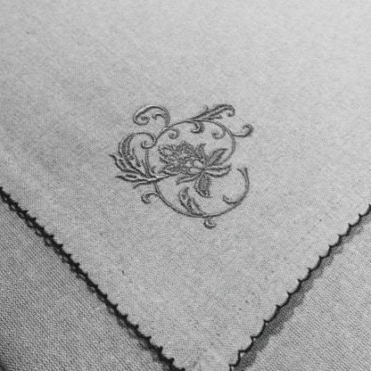 Luxury Embroidered Cloth Napkins – Grey Lily, Set of 6, 18x18 | Grey Dinner Napkins with Floral Embroidery | Elegant Cotton Blend Table Napkins for Holiday Hosting, Weddings