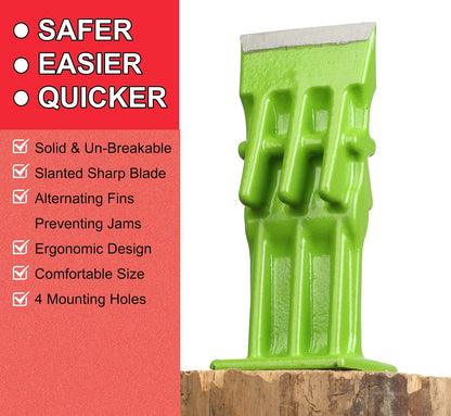 SPEED FORCE Firewood Kindling Log Wood Splitter – No Axe! Wedge Point Splits Firewood, 3 Inch Green with Safety Cover