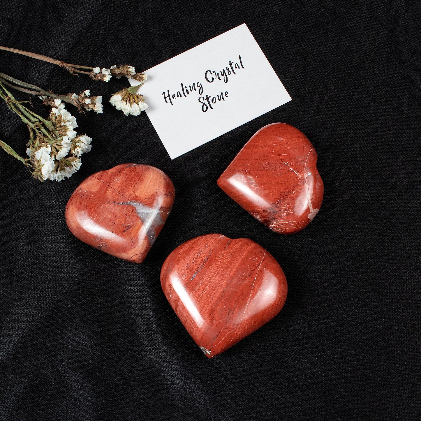 Crocon 50mm Noreena jasper Heart Stone Big Heart Shape Puff Stones Set 450+ Carats Pocket Crystal Healing Tumble Collection Palm Worry Stone Good Luck Charm Meditation Gift Craft Home Decor