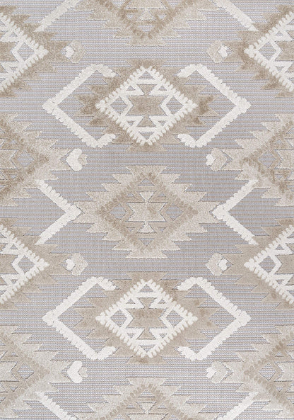 JONATHAN Y Neutral Diamond Kilim Indoor Outdoor Area Rug 4X6 Beige/Gray, Sumak High-Low Pile for Backyard, Patio, Porch, Easy-Cleaning, High Traffic, Pet-Friendly, Non-Shedding (SBH107A-4)