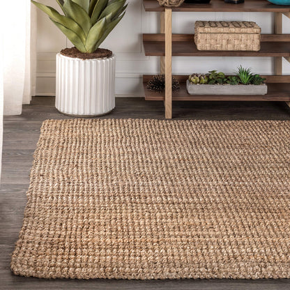 JONATHAN Y Pata Hand Woven Chunky Jute Natural Indoor Area Rug, 5x8, Bohemian, Rustic, Cottage, Easy-Cleaning for Living Room, Bedroom, Kitchen, Non-Shedding (NRF102A-5)