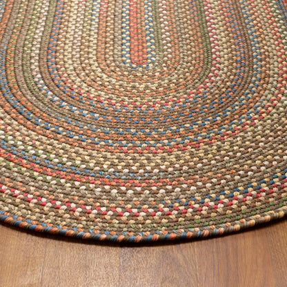 Super Area Rugs Roxbury American Made Braided Rug for Indoor Outdoor Spaces, Dk. Taupe/Natural Multi, 2' X 3' Oval