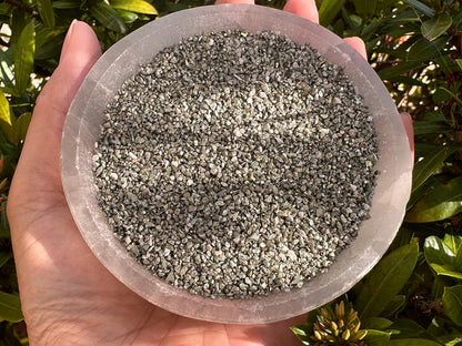 Pyrite Sand Chips – Natural Mini Pyrite Sand Stones, Crushed Undrilled Pyrite Sand, Semi-Tumbled Genuine Pyrite Sand (1 lb Bulk)