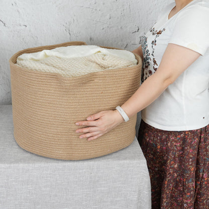 XUANGUO Extra Large Jute Rope Storage Basket Blankets Basket Living Room 22"x12" Toy Baskets for Kids and Dogs Woven Laundry Baskets for Clothes Towels Baby Toy Storage