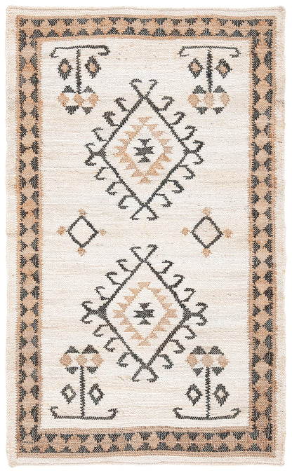 SAFAVIEH Kilim Collection Accent Rug - 2' x 3', Ivory & Black, Handmade Flat Weave Jute, Ideal for High Traffic Areas in Entryway, Living Room, Bedroom (KLM762A)