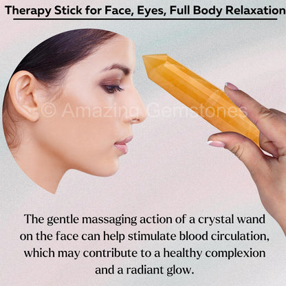 Amazing Gemstone Yellow Aventurine Crystal Wand Massage Stick - Pelvic Wand Gua Sha for Adults - Crystals and Healing Stones Massage Wands for Adults Gifts (Pointed)
