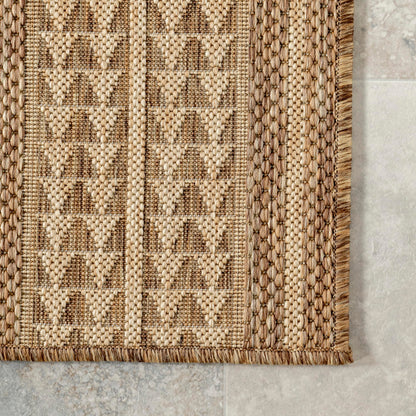Nuloom Ranya Light Brown/Ivory, 6' 7" x 9', Tribal Geometric, Soft and Cozy, High Traffic, Stain Resistant, Easy Clean, Durable Area Rug for Indoor/Outdoor Patio, Deck, Porch, Garden, Courtyard