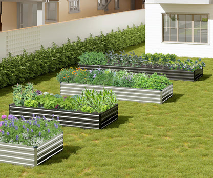 Easllre 2PCS 7x3x1ft Galvanized Raised Garden Bed,Outdoor Planter Box Metal Patio Kit Planting Bed for Vegetables Flowers Herb,Silver
