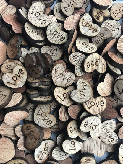 NIGHT-GRING 200pcs Rustic Wooden Love Heart Wedding Table Scatter Decoration Crafts Children's DIY Manual Patch