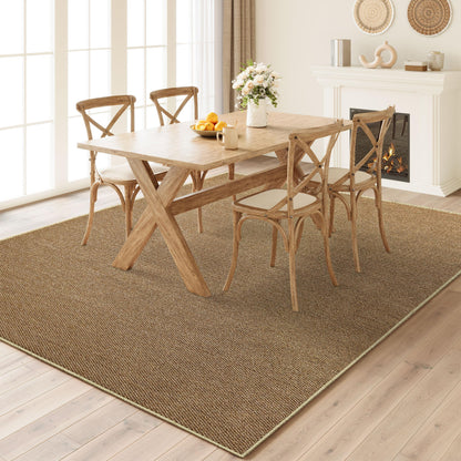 COSOSA Washable Faux Sisal Rug, 2x3 Firm Textured Woven Mat, Indoor-Outdoor Non-Slip Easy-Clean Area Rug, Solid Modern Carpet for Living Room, Bedroom, Kitchen, Entryway, Patio, Brown