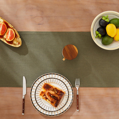 ZeeMart Rustic Cotton Linen Table Runner, 13x72 Inches Olive, Farmhouse Style Green Table Runners 72 Inches Long, Washable Kitchen Dining Table Decoration for Home Party Decor
