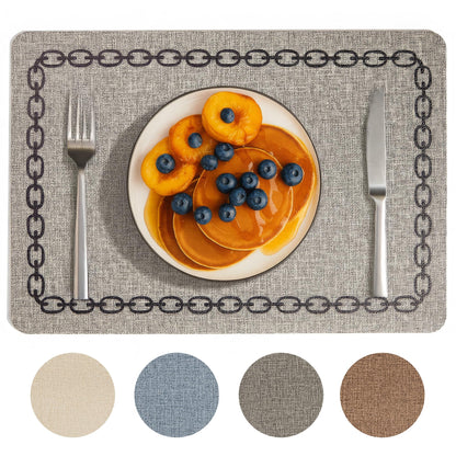 OasisLiteZen Placemats Set of 6, Heat Resistant & Waterproof Table Mats for Dining, Non Slip Scratch Proof Place Mats for Kitchen, Easy to Clean - Outdoor,Indoor Use（17x12 Inch）