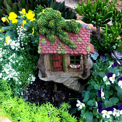 PRETMANNS Fairy Garden House – Fairy House for Outside – 9” High Treehouse with Door that Opens – Sturdy Fairy Garden Building – Lovely Miniature Garden Accessories Supplies