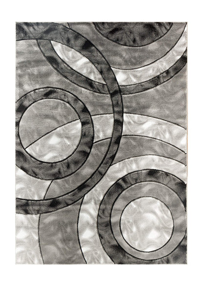 GLORY RUGS Area Rug 2x3 Grey Black Door Mat Modern Circles Soft Contemporary Floor Carpet Fluffy Texture for Indoor Living Dining Room and Bedroom Area