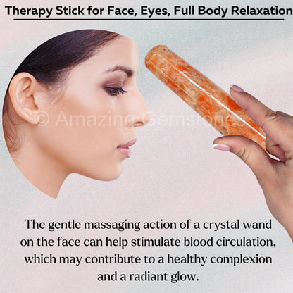 Amazing Gemstone Sunstone Crystal Wand Massage Stick - Pelvic Wand Gua Sha for Adults - Crystals and Healing Stones Massage Wands for Adults Gifts (Smooth)
