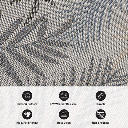 Rugshop Bahama Palm Frond Indoor/Outdoor Non-Shedding Patio Deck Backyard Area Rug 5' x 7' Cream