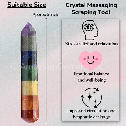 Amazing Gemstone Large Chakra Crystal Wand Massage Stick - Pelvic Wand Gua Sha for Adults - Crystals and Healing Stones Massage Wands for Adults Gifts (Pointed)