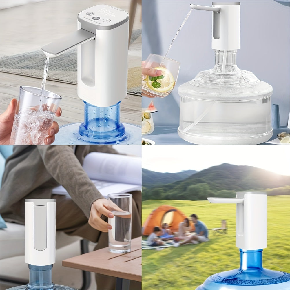 Water Dispenser Pump for 5 Gallon Bottle - Digital Display, Type-C USB Charging, Portable Electric Water Pump, Foldable Spout, Quantitative & Continuous Water Dispensing