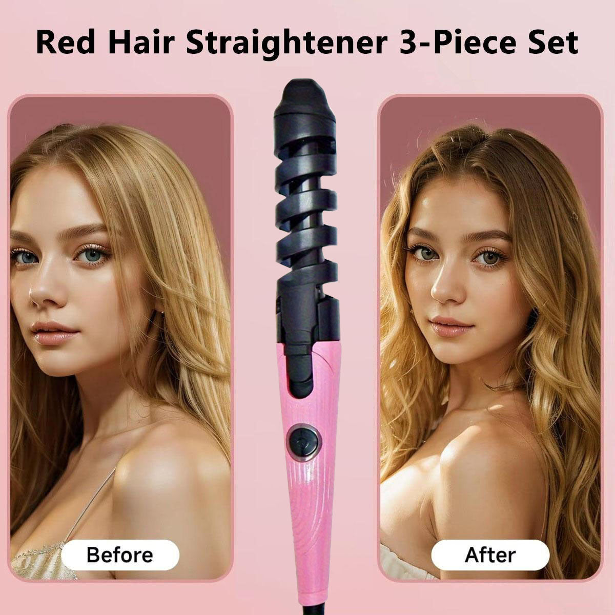 3pcs/1pc Professional Hair Styling Kit, Hair Straightener, Curling Iron with Flat Iron, V-Shaped Hair Brush for Salon, Travel, Home Use, Delicate And Lightweight for All Hair Types, Hair Tools, Holiday Gifts