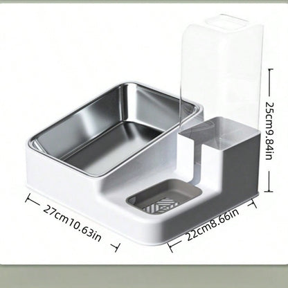 LocalTwo-In-One Automatic Cat Water Dispenser Set-Detachable, Washable, Automatic Feeding Station, Indoor Cat Food Bowl