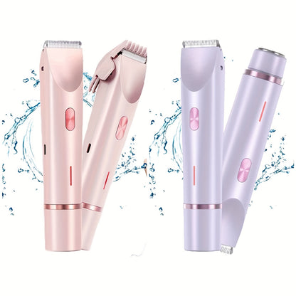 [2in 1 Bikini Trimmer] 2in 1 Rechargeable Bikini Trimmer for Women | Painless Body Razors And Facial Hair Remover for Bikini Leg Body Face Underarm, Cordless Body Shaver for Trip, Replaceable Lady Facial Razor, Mother& New Year's Day Gifts