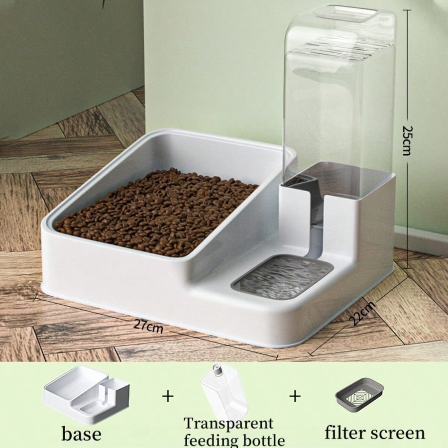 LocalTwo-In-One Automatic Cat Water Dispenser Set-Detachable, Washable, Automatic Feeding Station, Indoor Cat Food Bowl