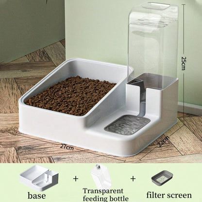 LocalTwo-In-One Automatic Cat Water Dispenser Set-Detachable, Washable, Automatic Feeding Station, Indoor Cat Food Bowl
