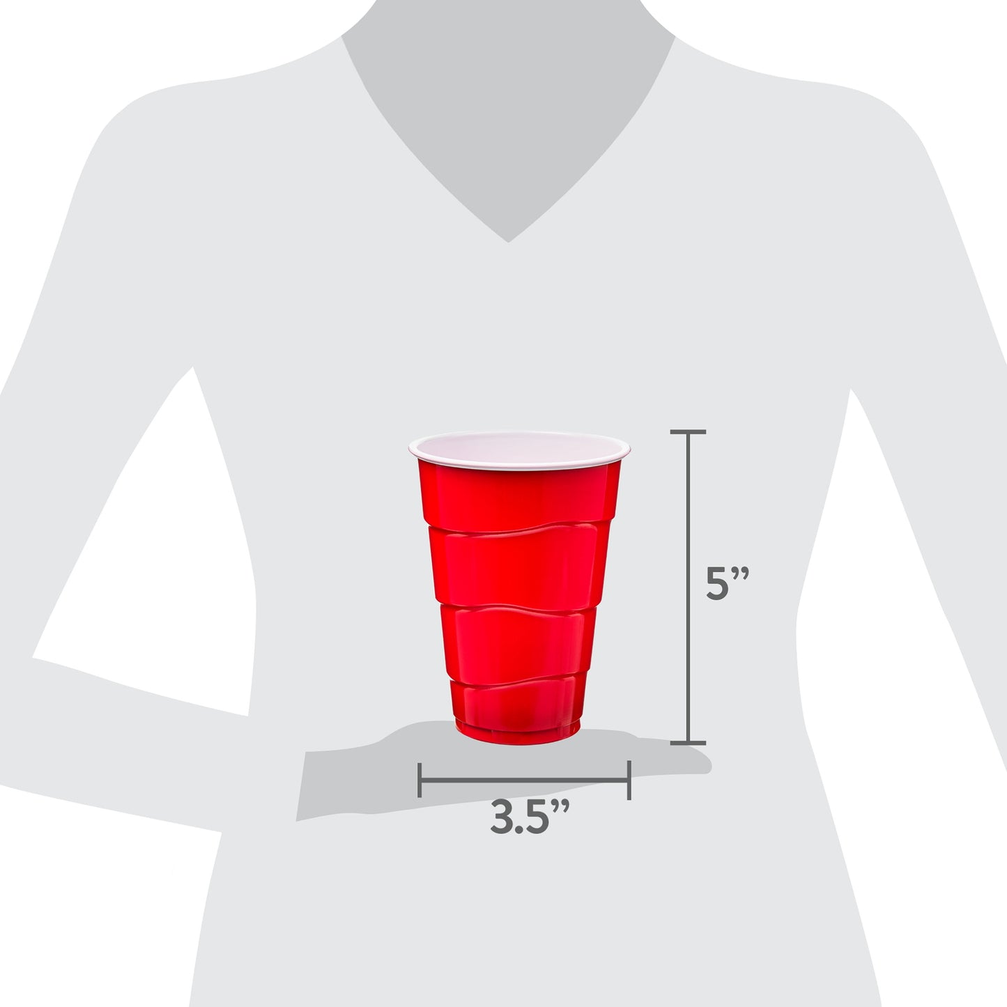 Great Value Red Disposable Plastic Party Cups, 18 oz, 50 Count