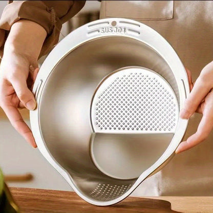 304 Stainless Steel Colander- Multi-Purpose Draining Basket for Vegetables, Fruits, Beans, Pasta& Rice- Durable Kitchen Tool for Effective Draining, Perfect for Home Cooking with Fine Mesh