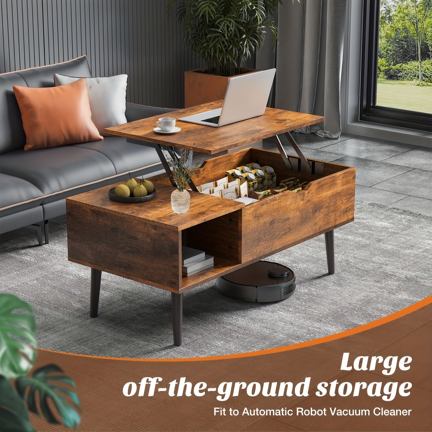 Versatile Lift Top Small Rising Wooden Dining Center Table - Elegant Black Coffee Table For Living Room - With Storage Shelf And Hidden Compartment, Ideal For Organizing And Enhancing Your Living Space