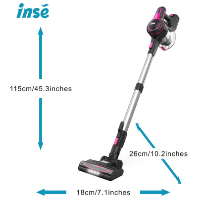 INSE Corded And Cordless Vacuum Cleaner For Home, 35-70KPA 6-in-1Rechargeable Powerful Handheld Vacuum Cleaner/Detachable Battery, Running Time 45 Minutes, 50.5 Oz Dust Cup, LED Brush, Vacuum Cleaners For Home, Hardwood Floor, Carpet And Pet Hair