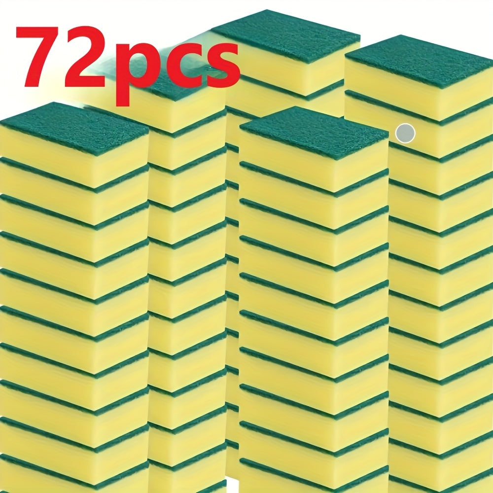 18/36/46/56/66/72/76pcs Kitchen Sponges, Multi-Functional, Ultra Absorbent, Rust and Oil Remover, Double-Layer Grip Design, Suitable for Dishware, Cookware