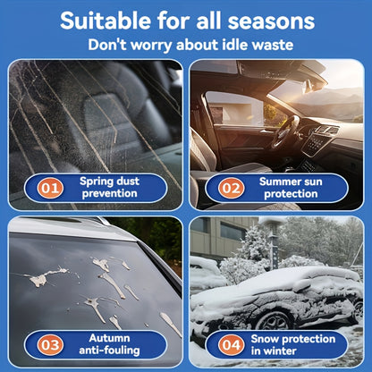 Car Windshield Snow Cover Protection, Windproof Sunshade Cover for Cars, Compact SUV Sunshade Cover, Protection for Snow Ice UV Frost, Wiper & Mirror Protector