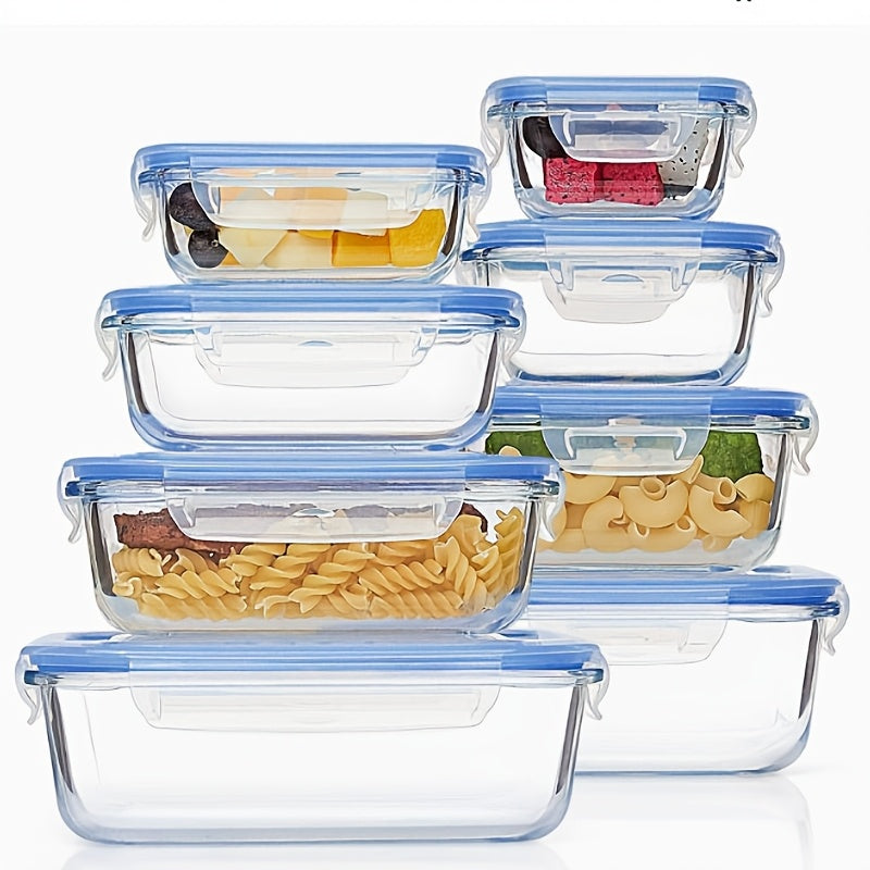 16pcs Sealed Glass Food Storage Containers, Lunch Boxes, Microwave Ovens, Ovens - Perfect For Salads, Fruits, Vegetables, And Sandwiches, Lunch Boxes | Sealed Storage | Durable Glass, Food Storage Containers (8 Lids+8 Containers)
