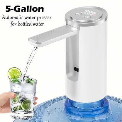 Water Dispenser Pump for 5 Gallon Bottle - Digital Display, Type-C USB Charging, Portable Electric Water Pump, Foldable Spout, Quantitative & Continuous Water Dispensing