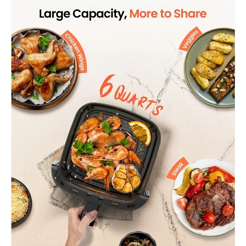 10-in-1 Digital LED Touch Screen Air Fryer | 7.5QT Oilless Cooker with 10 Preset Cookings, Dishwasher-Safe Basket, 100pcs Air Fryer Paper Liners, 201 Stainless Steel