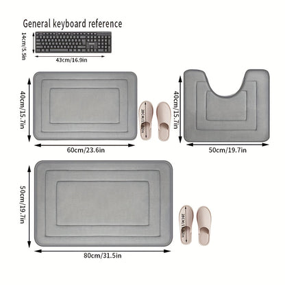 3-Pack Ultra Absorbent Bath Mats | Non-Slip Bathroom Rugs, Soft and Comfortable Polyester, Rectangle Shape, Machine Made, Universal Holiday Use