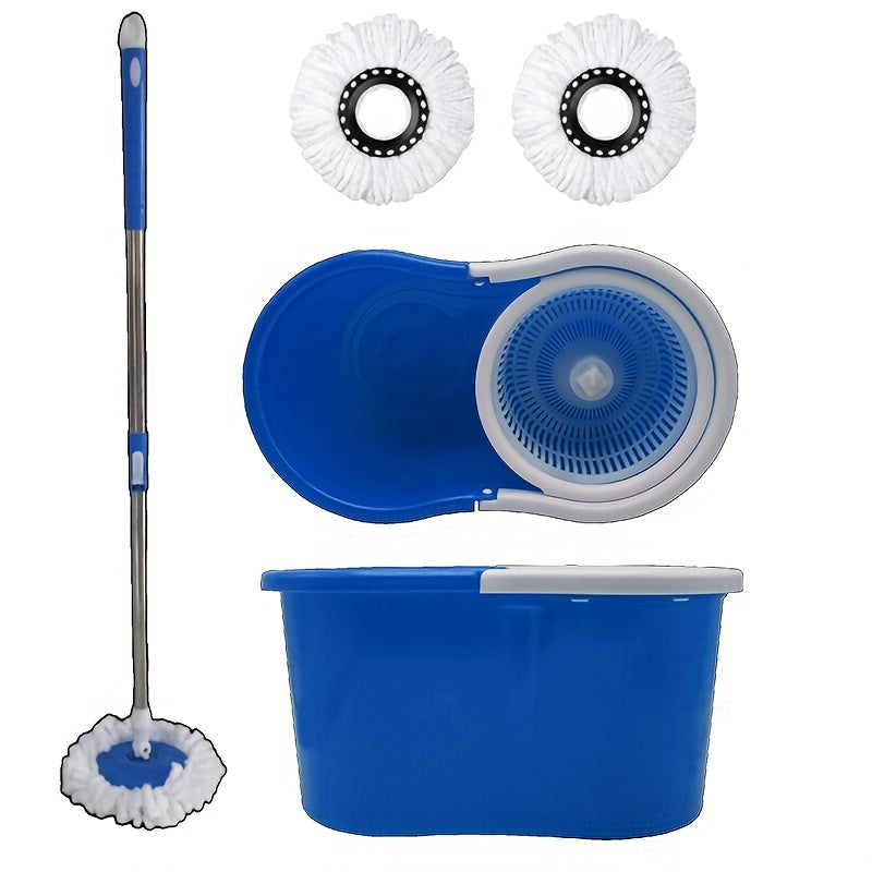 Set of 2 Microfiber Spin Mops with a Bucket And Dual Mop Heads Featuring a 360° Wringer for Self-Wringing.