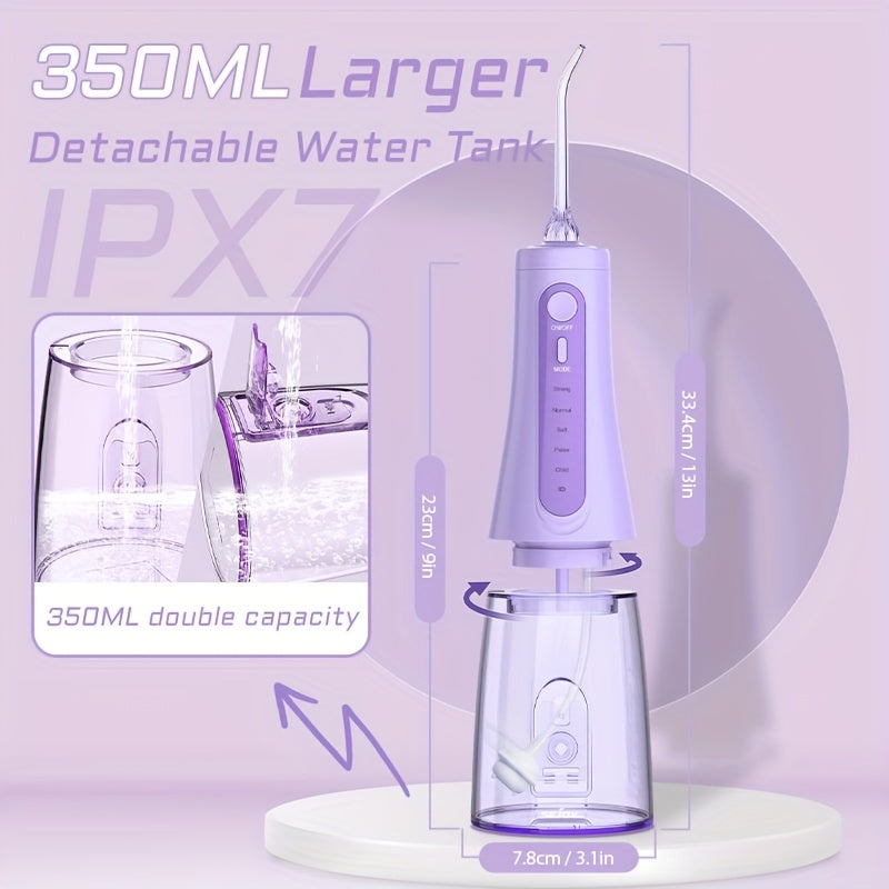 SEJOY Wireless Oral Irrigator, 5 Modes And 8 Nozzles, Portable 11.83oz Electric Oral Irrigator, Dental Irrigator for Home And Travel, IPX7 Waterproof