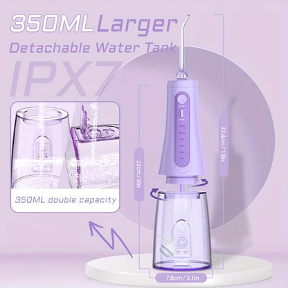 SEJOY Wireless Oral Irrigator, 5 Modes And 8 Nozzles, Portable 11.83oz Electric Oral Irrigator, Dental Irrigator for Home And Travel, IPX7 Waterproof