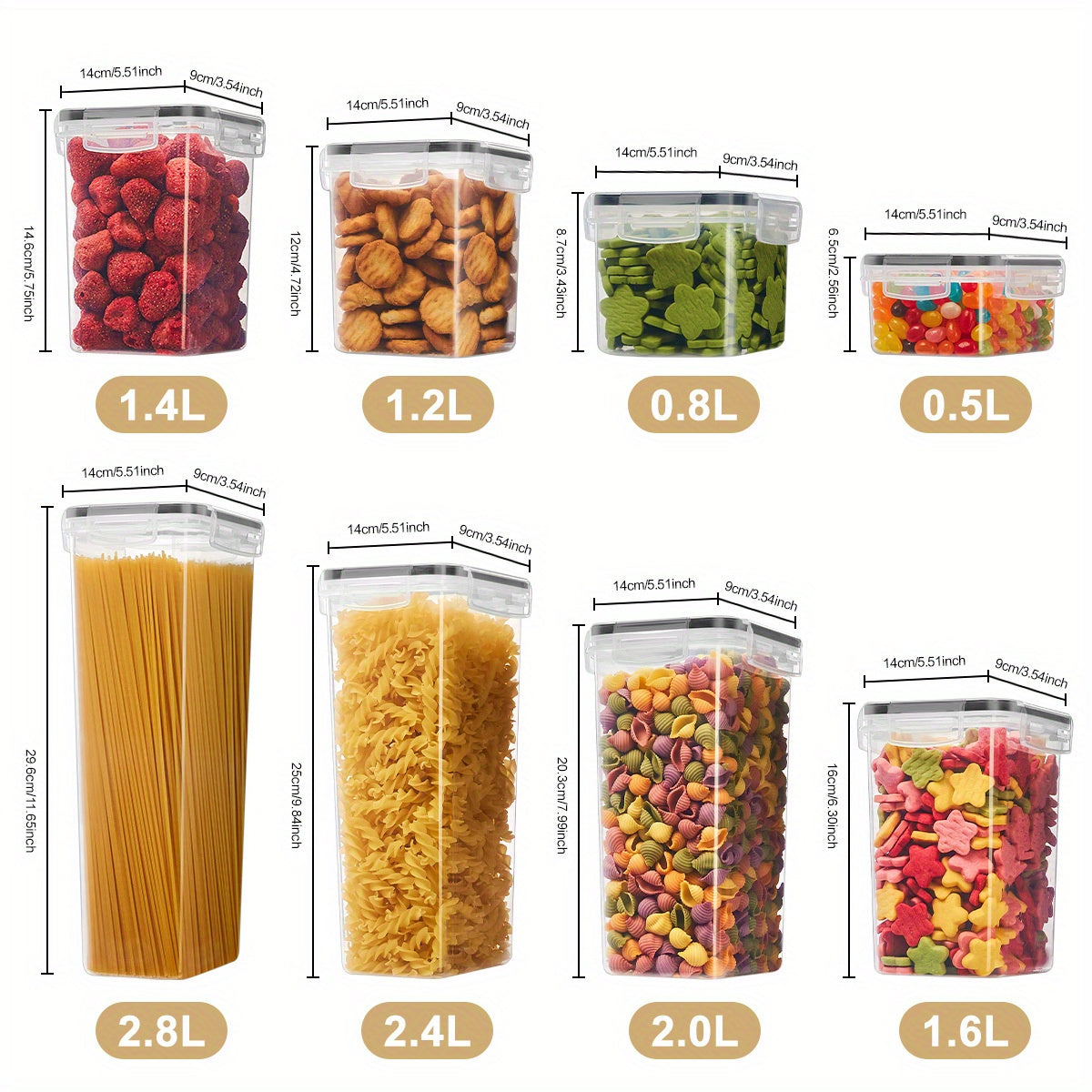 6/12/24/30/48 Set Of Airtight Food Storage Containers, Multi-size Kitchen Essentials Pantry Organizer And Storage, (6/12/15/ 24 Containers And 6/12/15/ 24 LIDS), BPA-free Plastic Food Jars for Grains, Flour, Spice Jars Including Labels And Markers