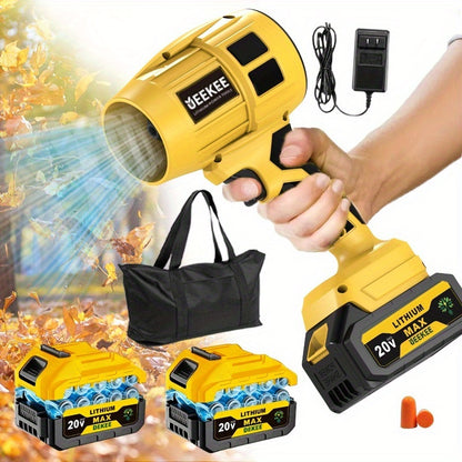 Cordless Turbo Jet Fan & Portable Blower with 2 Batteries - Heavy-Duty Plastic Multi-Speed High-Airflow Fan for Indoor/Outdoor, for Camping, Car Cooling, Lawn Blower - Stepless Speed, Rechargeable (Ideal Christmas Gift)