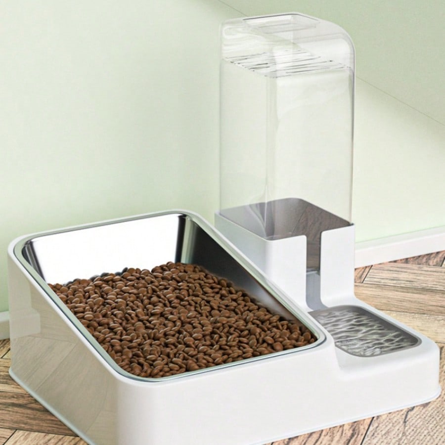 LocalTwo-In-One Automatic Cat Water Dispenser Set-Detachable, Washable, Automatic Feeding Station, Indoor Cat Food Bowl