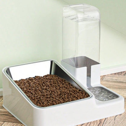 LocalTwo-In-One Automatic Cat Water Dispenser Set-Detachable, Washable, Automatic Feeding Station, Indoor Cat Food Bowl