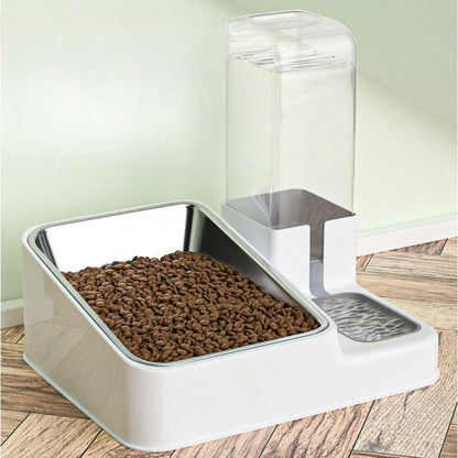 LocalTwo-In-One Automatic Cat Water Dispenser Set-Detachable, Washable, Automatic Feeding Station, Indoor Cat Food Bowl