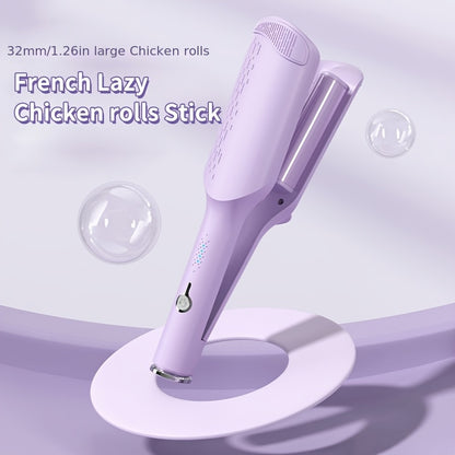 32mm Wave Curling Iron - Adjustable Temperature & Easy to Style, Fast Heating with Long-Lasting Results & Safe Temperature Control Technology. Perfect Anti-Scald Curling Device for Women to Create Deep U-Shaped Wool Curls (Pink/Purple Optional)