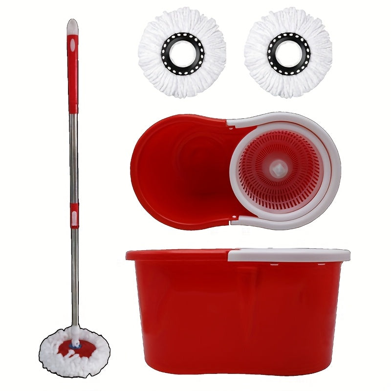 Set of 2 Microfiber Spin Mops with a Bucket And Dual Mop Heads Featuring a 360° Wringer for Self-Wringing.